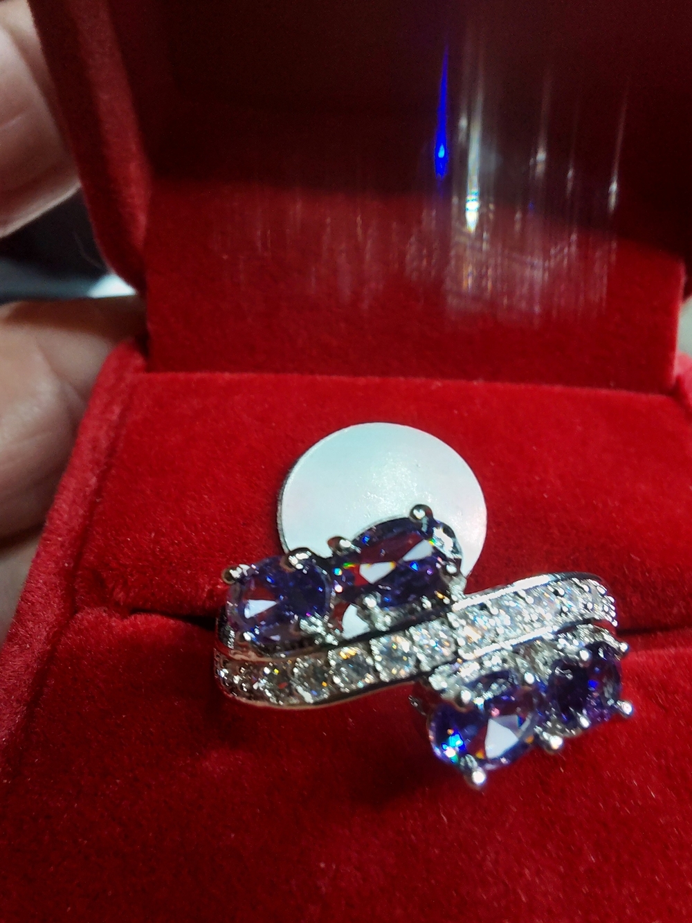 Amethyst And Rinestoned Swirl Ring